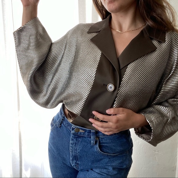 ETRO Metallic Silver Batwing Evening Jacket 42 - Picture 4 of 14